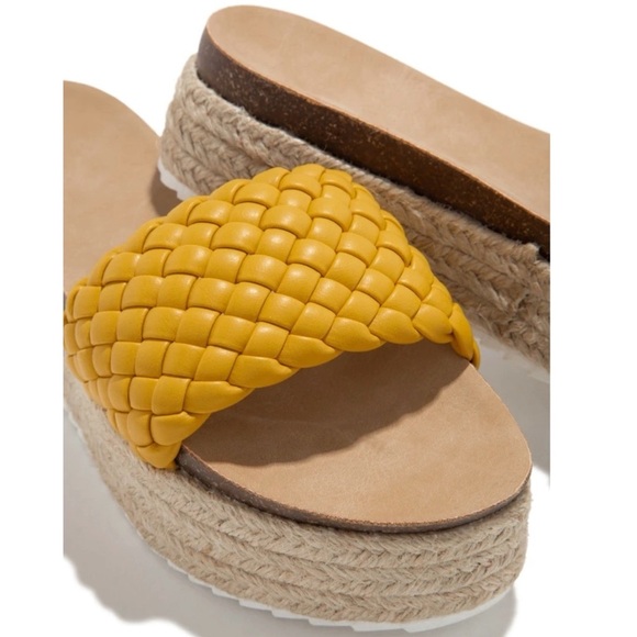 Yellow Braided One Band Platform Slip On Sandal - Picture 6 of 10